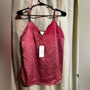 Orange red satin blouse